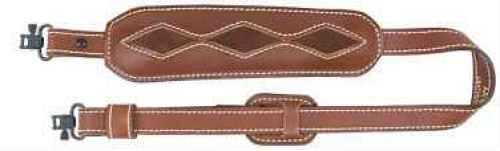 AA&E Leathercraft Brown Trophy Cushion Pad Gunsling With Diamond-8 Pattern Suede Inlay Swivels